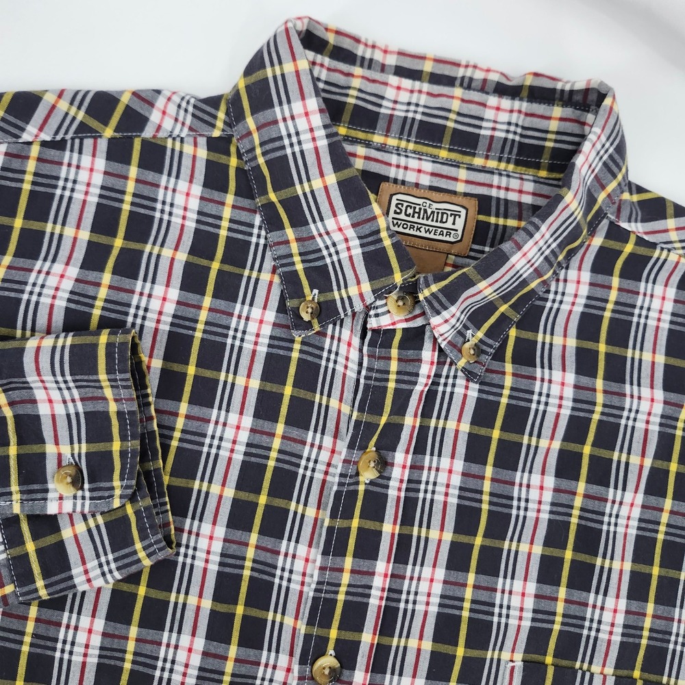 C.E. Schmidt Mens Plaid Workwear Button Down Shirt 2XLT Rugged Outdoor Utility